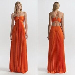 NWOT A.L.C. Moira Satin Pleated Maxi Dress